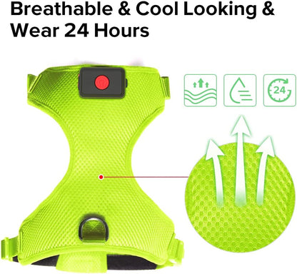 LED Dog Harness, Lighted up USB Rechargeable Pet Harness, Illuminated Reflective Glowing Dog Vest Adjustable Soft Padded No-Pull Suit for Small Medium Large Dogs (Green, S)