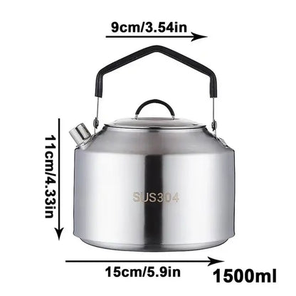 Durable Camping Water Kettle - 1L/1.5L Outdoor Coffee and Tea Kettle for Picnics, Travel, and Tourism Cookware