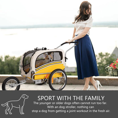 Aobei 3-In-1 Dog Bicycle Trailer, Dog Stroller, and Dog Jogging Stroller