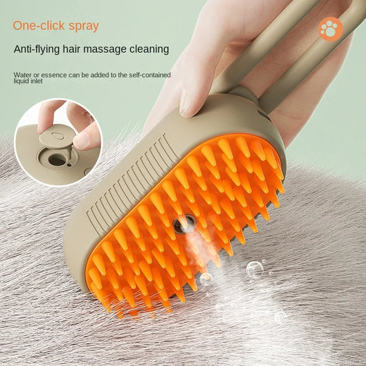 3-in-1 Electric Pet Grooming Brush: Steaming Cat and Dog Hair Brush with Massage and Hair Removal Functions