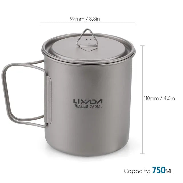 Lixada Ultralight Titanium Cup Mug - Outdoor Water Cup for Camping, Picnics, and More (Many Size)