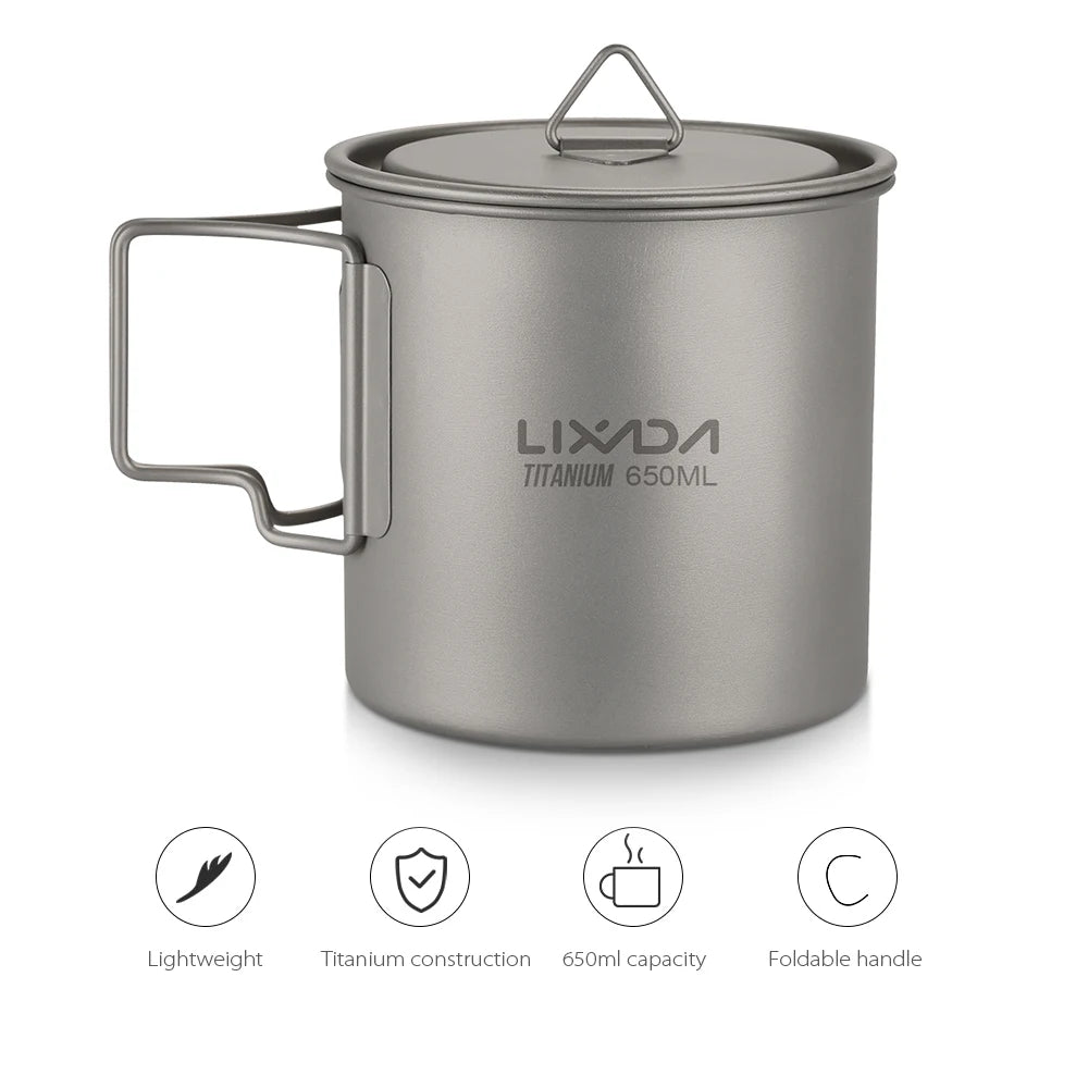 Lixada Ultralight Titanium Cup Mug - Outdoor Water Cup for Camping, Picnics, and More (Many Size)