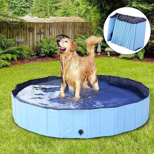 Dog Pool Foldable Pet Outdoor Swimming Pool Collapsible Anti-Slip Hard PVC Pet Paddling Bathtub for Large and Xtra Large Dogs, Kids, Pets((63'' * 12'')/(160Cm X 30Cm))